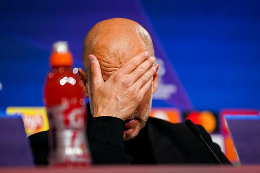 Pep Guardiola thừa nhận đội bóng của ông đã đuối sức trước lịch thi đấu dày đặc. ẢNH: GETTY