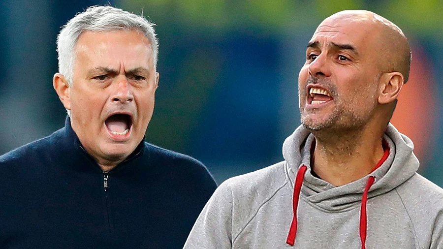 Jose Mourinho và Pep Guardiola từng có những cuộc đối đầu nảy lửa trên băng ghế chỉ đạo. ẢNH: MIRROR