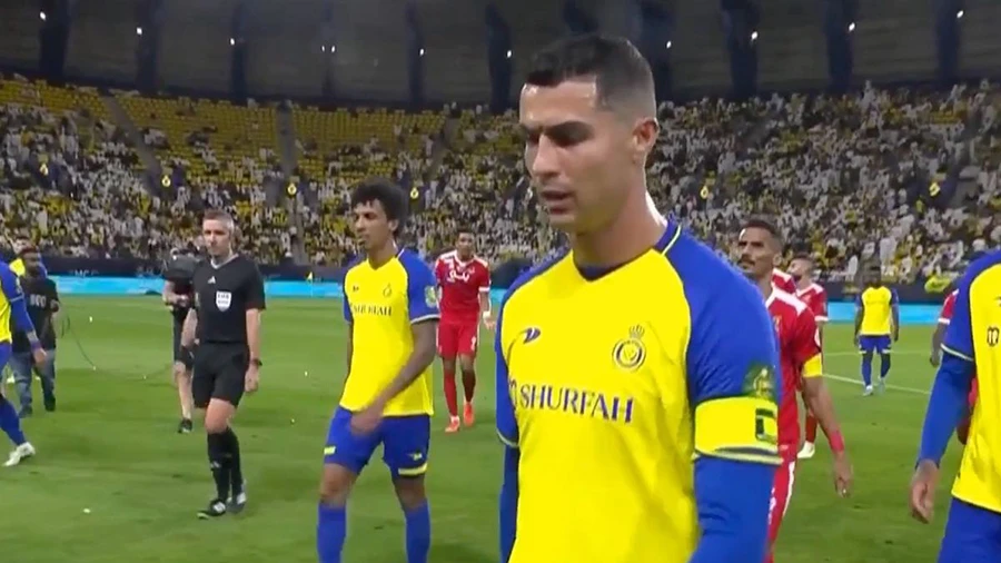 Ronaldo liên tục phản ứng và thể hiện sự thất vọng trong các trận đấu của Al Nassr. ẢNH: SKY SPORTS