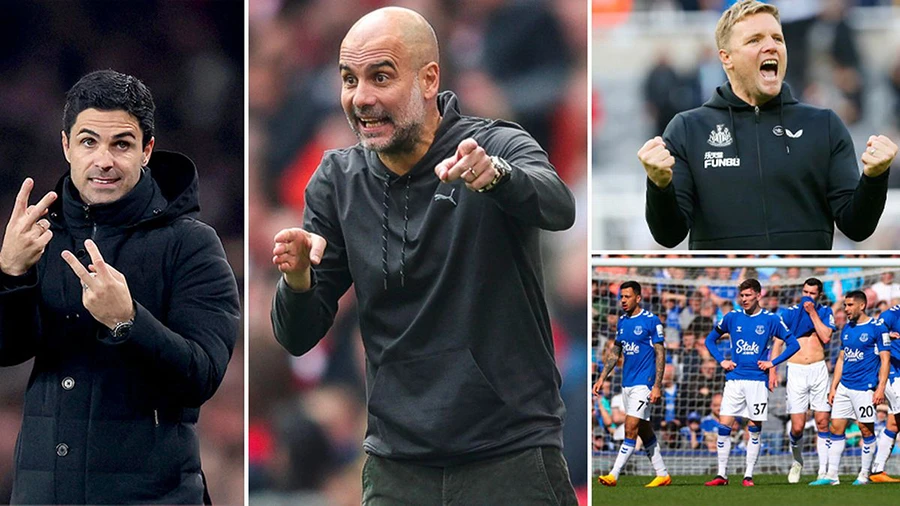 Premier League đang bước vào giai đoạn căng thẳng với cuộc chiến vô địch, trụ hạng và giành suất dự cúp châu Âu. ẢNH: MIRROR