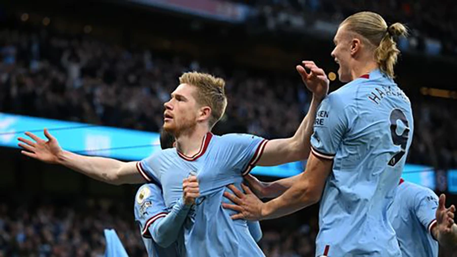 Haaland và De Bruyne ngày càng ăn ý trên hàng công Man City. ẢNH: GETTY