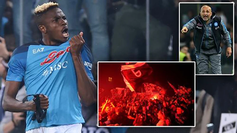 Osimhen ghi bàn quý giá giúp Napoli vô địch Serie A. ẢNH: MIRROR