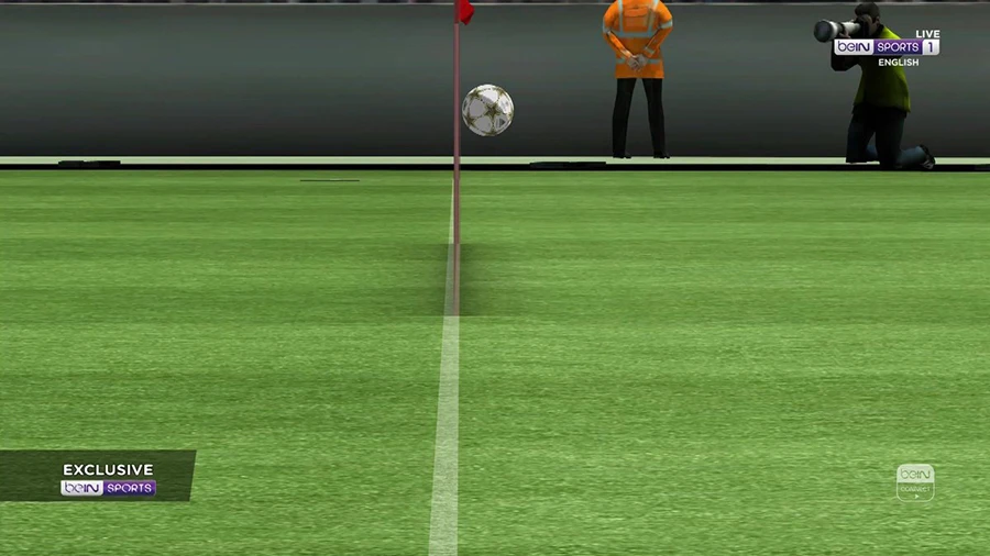 Hình ảnh 3D của kênh beIN Sports cho thấy bóng đã đi hết đường biên dọc. ẢNH: BEIN SPORTS