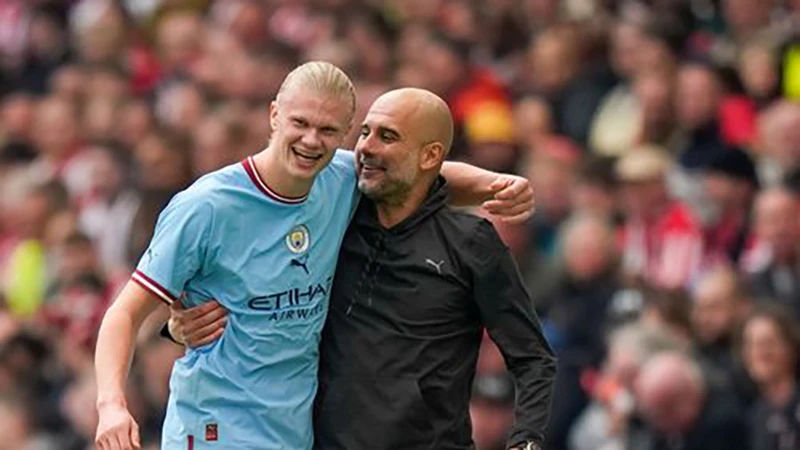 Man City đang có phong độ rất cao khi Haaland liên tục ghi bàn trong mùa giải đầu tiên thi đấu dưới trướng Pep Guardiola. ẢNH: GETTY