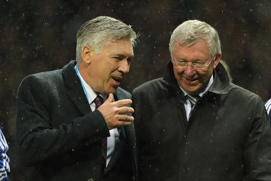 Sir Alex Ferguson và Carlo Ancelotti là hai chiến lược gia đại tài trong lịch sử bóng đá. ẢNH: GETTY
