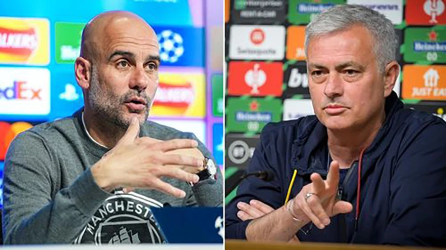 Pep Guardiola và Jose Mourinho được truyền thông "gán mác" là đối thủ không đội trời chung. ẢNH: MIRROR