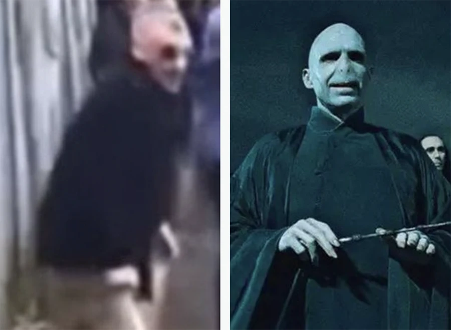 Người đàn ông trong bức ảnh được so sánh với Chúa tể Voldemort. ẢNH: MIRROR Người đàn ông trong bức ảnh được so sánh với Chúa tể Voldemort. ẢNH: MIRROR