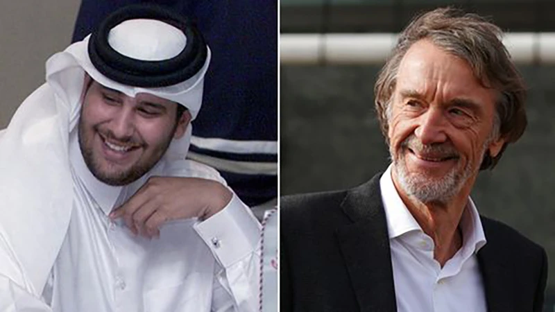 Sheikh Jassim và Sir Jim Ratcliffe là hai ứng viên lớn nhất mua MU. ẢNH: MIRROR