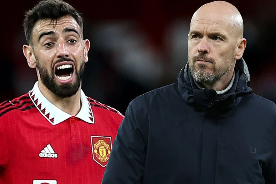 Bruno Fernandes không cho rằng đây là mùa giải thành công của MU, dù Ten Hag vừa đến đã đem cúp về và thay đổi bộ mặt của đội. ẢNH: MIRROR