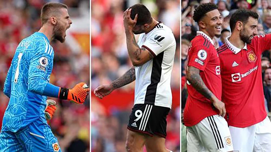 Pha cản phá phạt đền thành công của De Gea đã giúp MU ngược dòng hạ Fulham 2-1 ở vòng cuối cùng Premeir League. ẢNH: MIRROR Pha cản phá phạt đền thành công của De Gea đã giúp MU ngược dòng hạ Fulham 2-1 ở vòng cuối cùng Premeir League. ẢNH: MIRROR