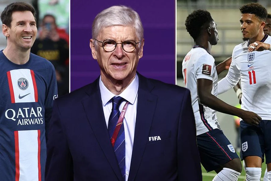 Cựu HLV Wenger dự đoán một cầu thủ người Anh sẽ tiếp bước Messi là GOAT làng bóng đá. ẢNH: MIRROR