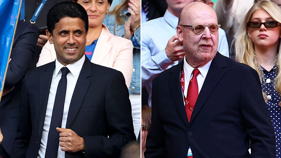 Al-Khelaifi và nhà Glazer đã có cuộc gặp nhằm thảo luận quá trình bán MU. ẢNH: MIRROR