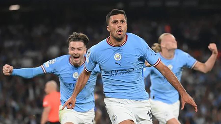 Người hùng Rodri ghi bàn duy nhất trận chung kết Champions League cho Man City. ẢNH: GETTY