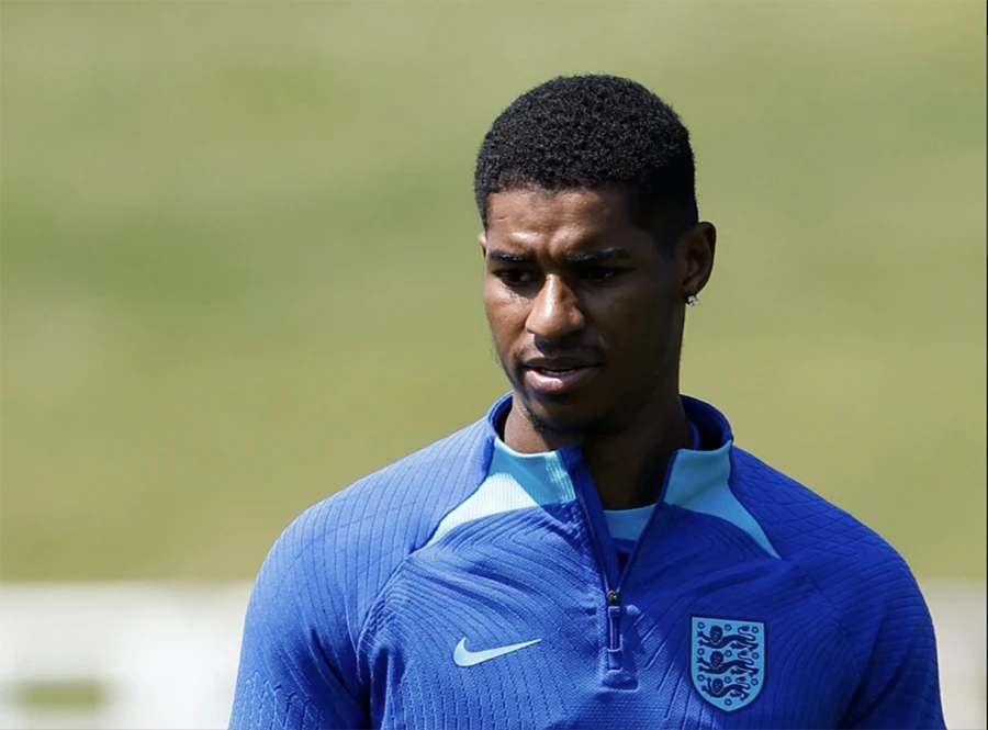 Rashford trong đợt tập trung hiện tại cùng tuyển Anh. ẢNH: REUTERS