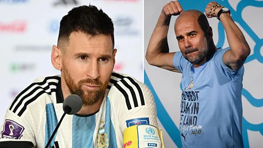 Messi xem Pep Guardiola là HLV xuất sắc nhất thế giới. ẢNH: MIRROR