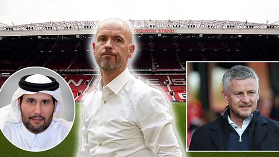 Sheikh Jassim sẽ mang Solskjaer trở lại MU nhưng không phải thay thế cho Ten Hag. ẢNH: MIRROR