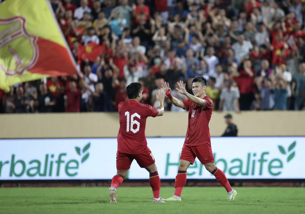 Tuấn Hải ghi bàn duy nhất trận giúp Việt Nam thắng Syria 1-0. ẢNH: ANH PHƯƠNG