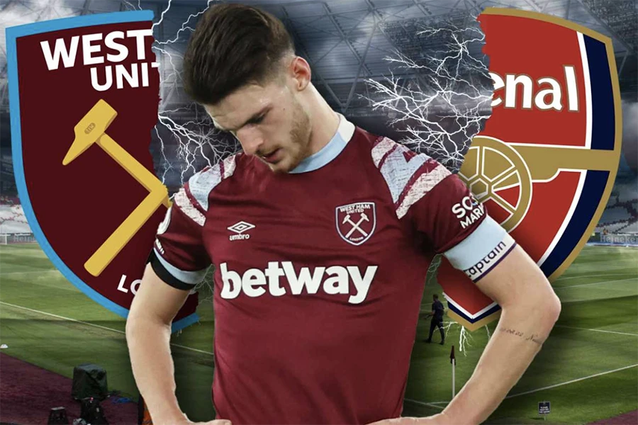 Thương vụ chuyển nhượng Declan Rice từ West Ham đến Arsenal bị ngưng trệ khó hiểu. ẢNH: SUN SPORTS