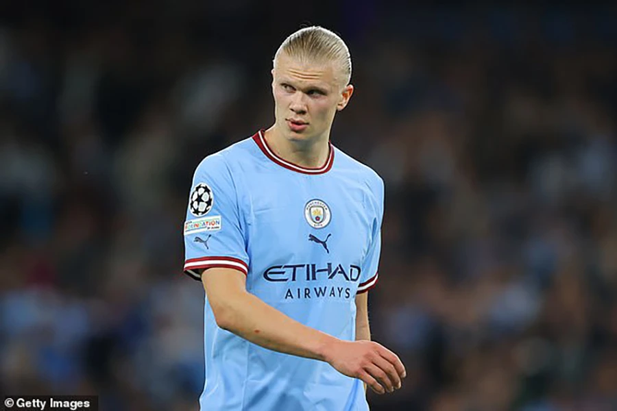 Erling Haaland là cầu thủ có thu nhập cao nhất Premier League nhờ khoản tiền thưởng hàng tuần đáng kinh ngạc từ Man City. ẢNH: GETTY