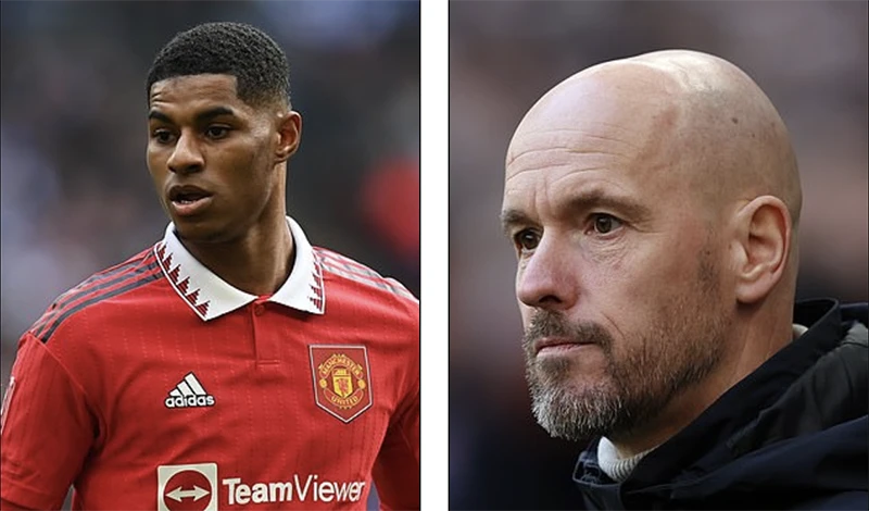 HLV Erik Ten Hag đã thành công trong việc giữ chân Rashford ở lại MU đến năm 2028. ẢNH: GETTY