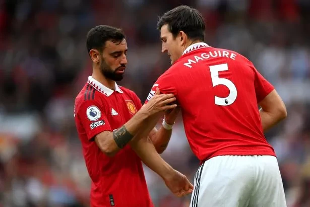 Bruno Fernandes tiết lộ Harry Maguire đã chúc mừng anh là tân đội trưởng MU. ẢNH: GETTY
