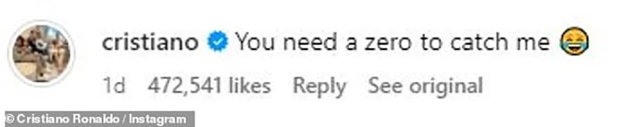 Gần nửa triệu lượt like bình luận troll Ramos của Ronaldo. ẢNH: DAILY MAIL