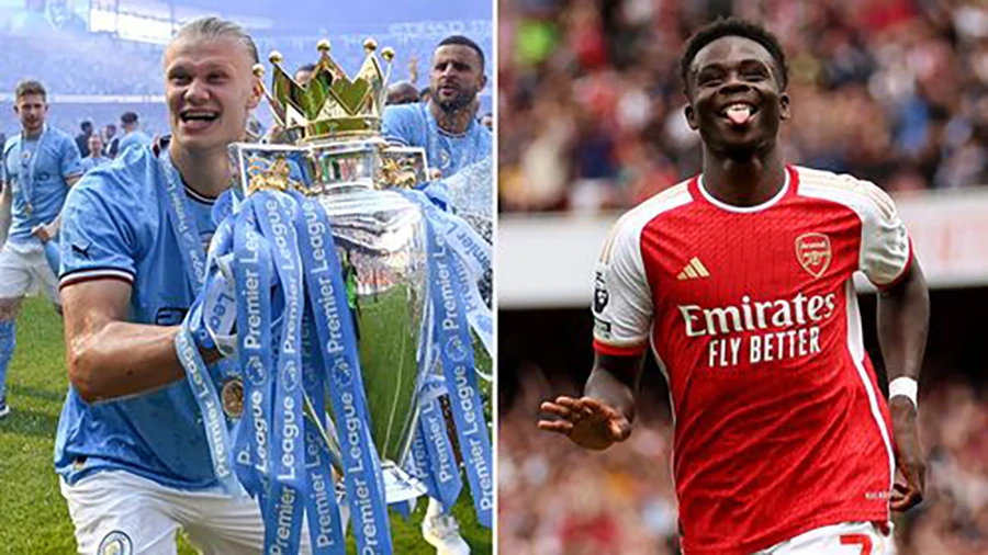 Haaland và Saka lọt vào 2 đề cử cầu thủ hay nhất và cầu thủ trẻ hay nhất năm của PFA. ẢNH: MIRROR