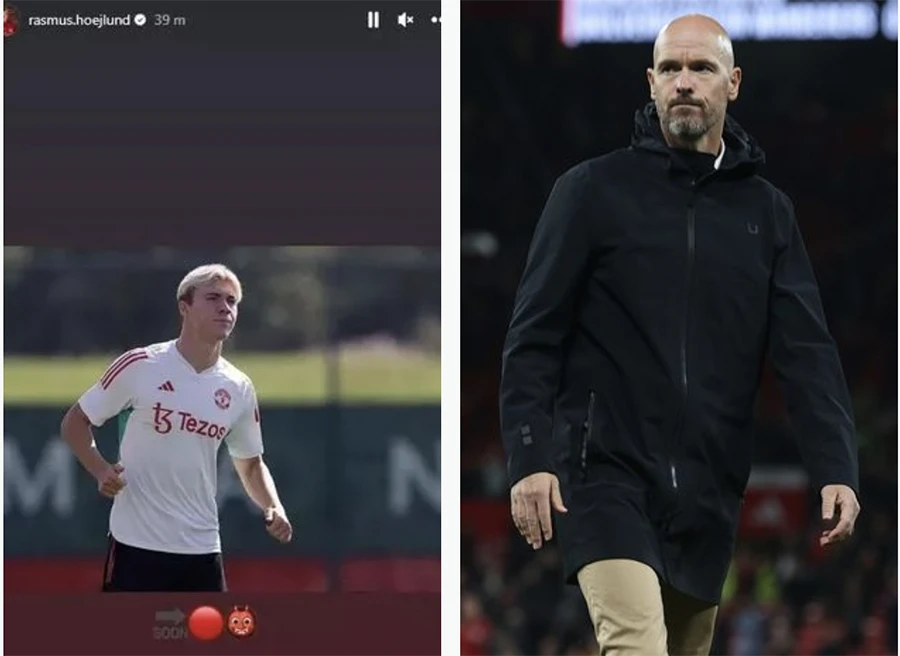 Hojlund cập nhật trạng thái trên mạng xã hội cho người hâm mộ MU an tâm, trong lúc Ten Hag rất cần sự phục vụ của anh. ẢNH: GETTY