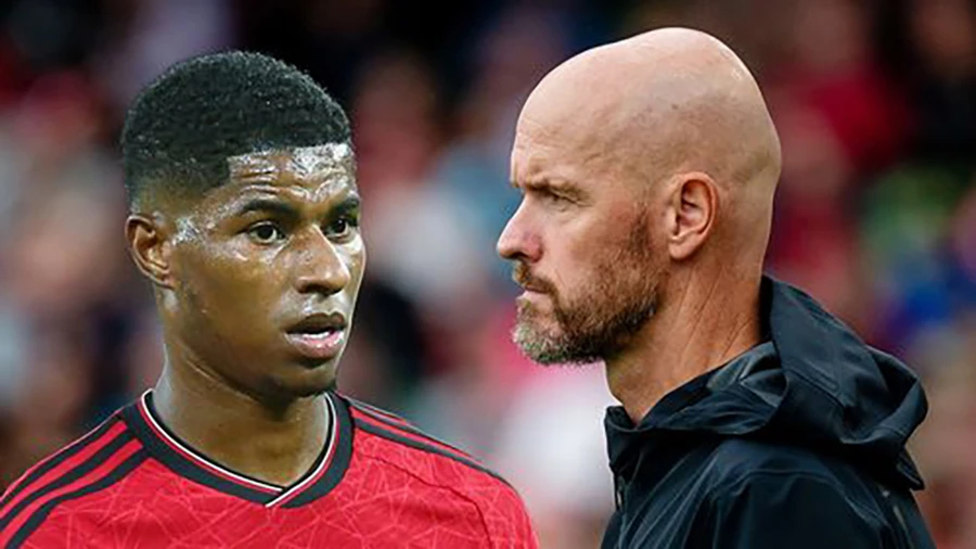Ten Hag tiếp tục trông chờ vào Rashford lúc này, trong lúc chờ Hojlund có thể ra sân. ẢNH: MIRROR