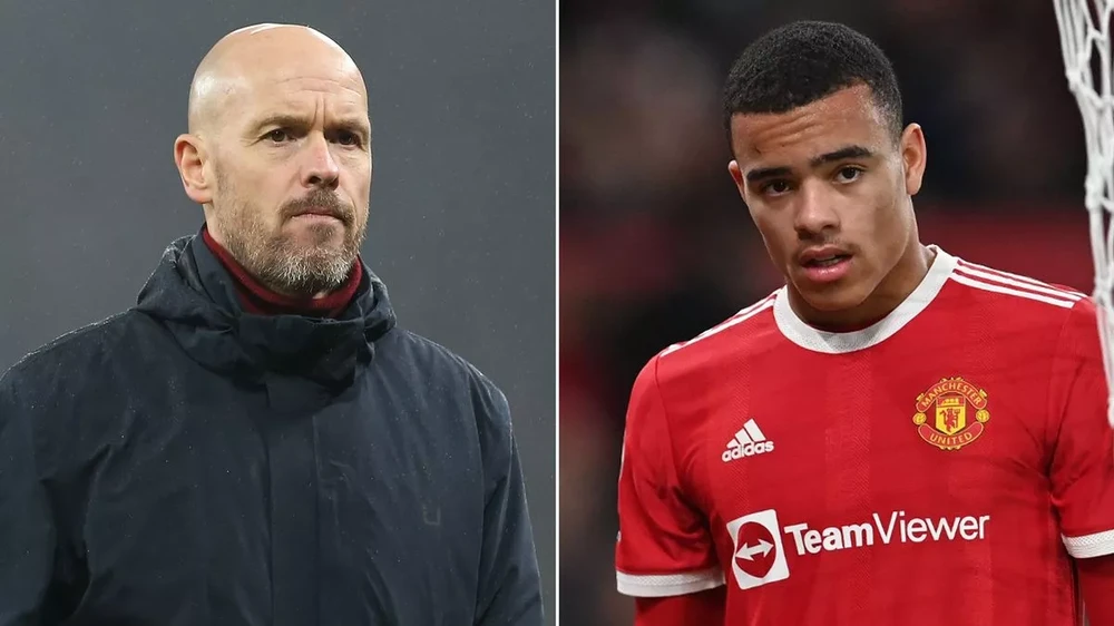 HLV Erik Ten Hag từ chối trả lời về Mason Greenwood. ẢNH: MIRROR