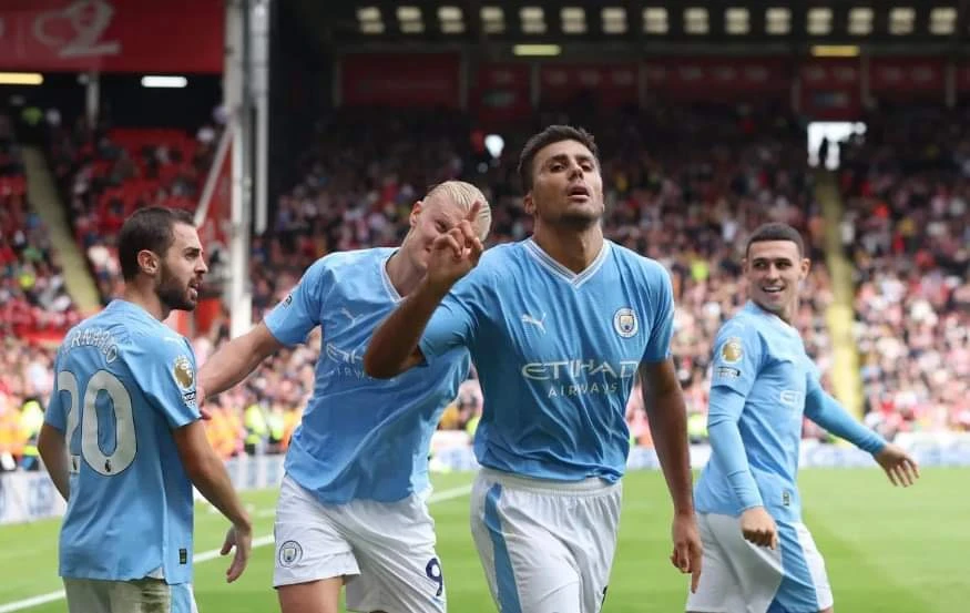 Rodri đang thể hiện phong độ chói sáng giúp Man City có những bàn thắng quan trọng. Ảnh: Getty
