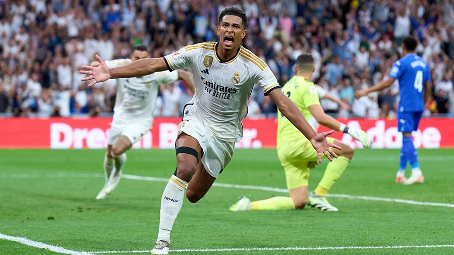 Bellingham ghi bàn trong cả 4 trận đầu tiên ở Real Madrid tại La Liga. ẢNH: GETTY