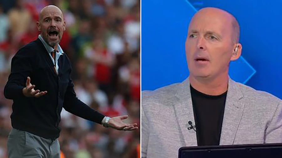 Mike Dean thông cảm với Ten Hag vì góc nhìn của ông thầy người Hà Lan cho thấy Garnacho chưa việt vị. ẢNH: MIRROR