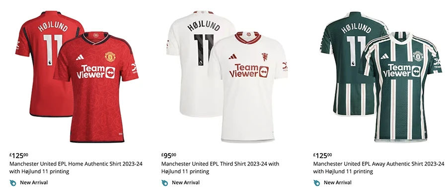 Hiện những chiếc áo số 11 của Hojlund đã được MU rao bán trên website CLB. ẢNH: MAN UTD
