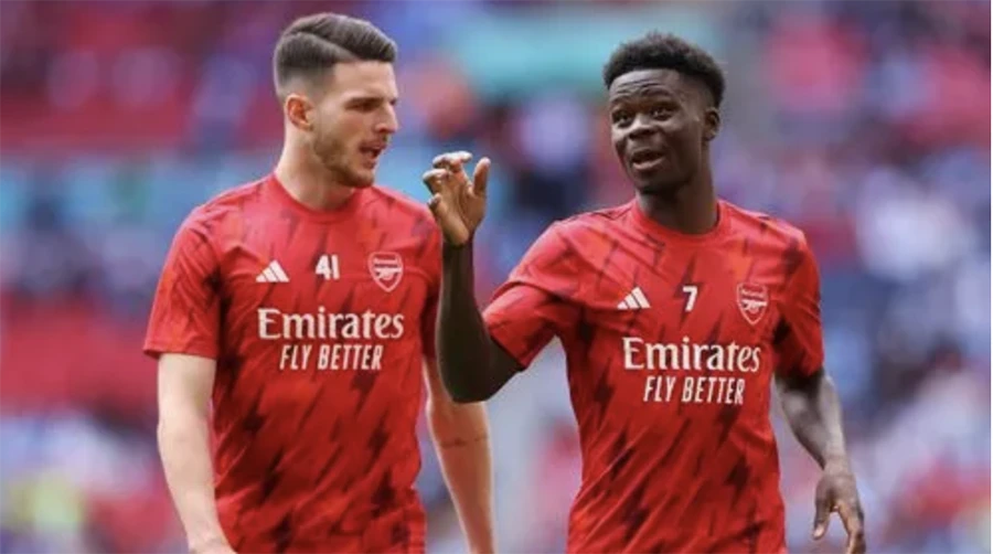 Arsenal đang sở hữu 2 trụ cột của đội tuyển Anh là Saka và Declan Rice. ẢNH: GETTY