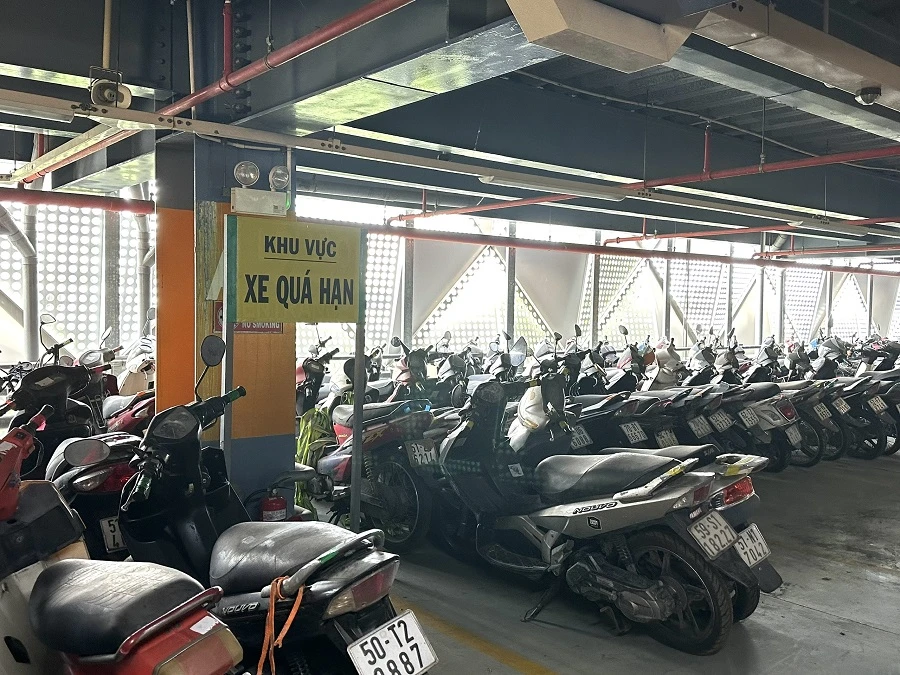 Hơn 650 chiếc xe máy, đủ các chủng loại được sắp xếp tại khu vực xe quá hạn. Ảnh: P.ĐIỀN