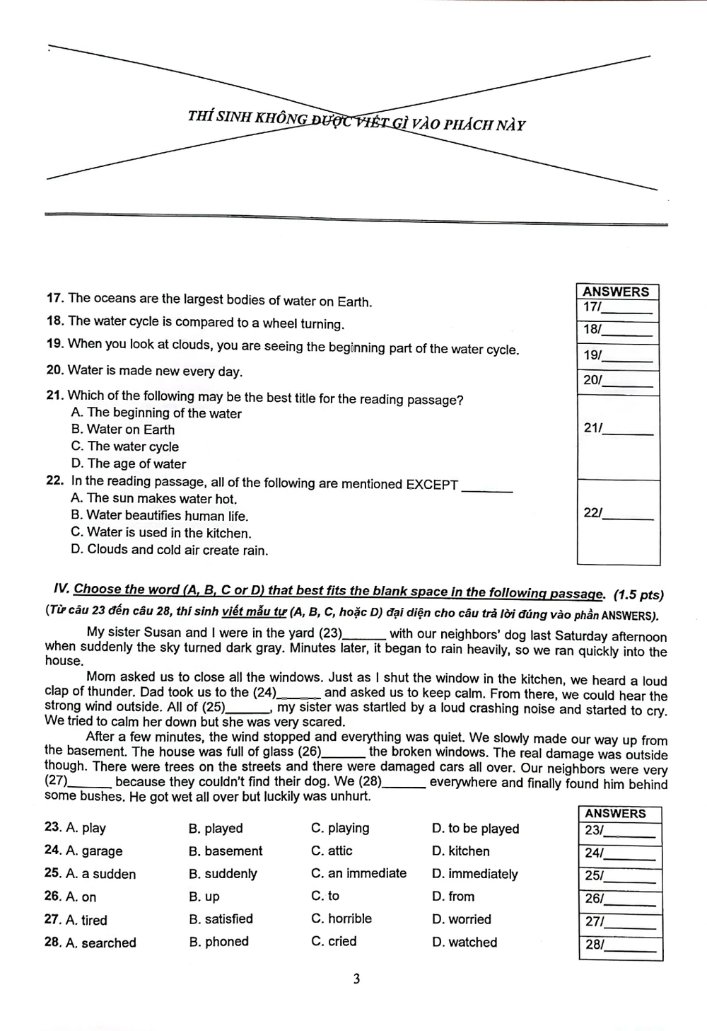 Đề thi môn tiếng Anh Đề thi môn tiếng Anh