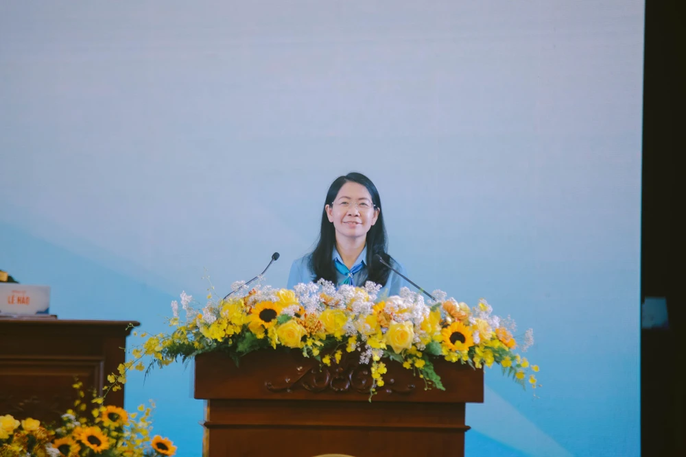 Chị Phan Thị Thanh Phương, Bí thư Thành đoàn khóa X tái đắc cử bí thư Thành đoàn TP.HCM khóa XI (nhiệm kỳ 2022-2027). Ảnh: BTC