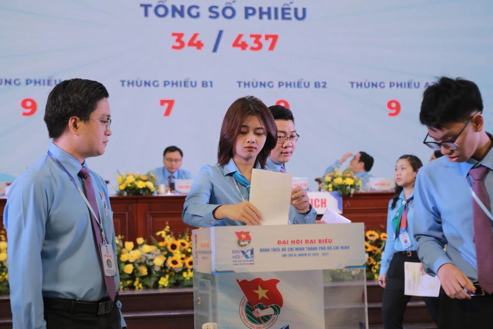 Đại hội đã bầu ra Đoàn đại biểu chính thức dự Đại hội Đoàn toàn quốc lần thứ XII gồm 34 người và 6 đại biểu dự khuyết. Ảnh: BTC