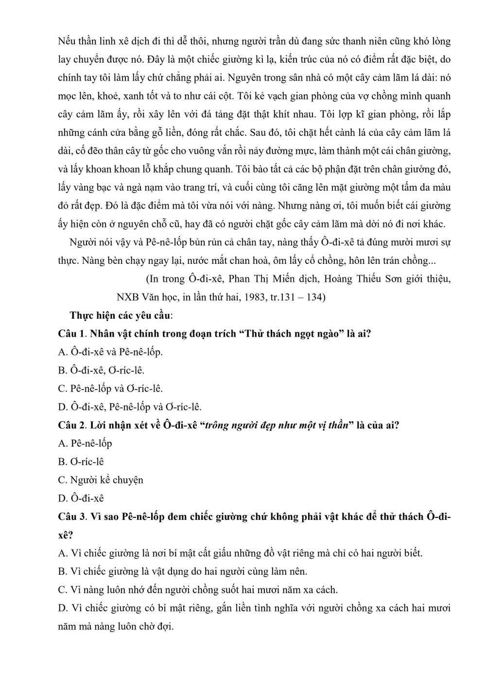 Đề kiểm tra môn Văn giữa kỳ của trường THPT Nguyễn Hữu Cầu, huyện Hóc Môn. Ảnh: NGUYỄN QUYÊN