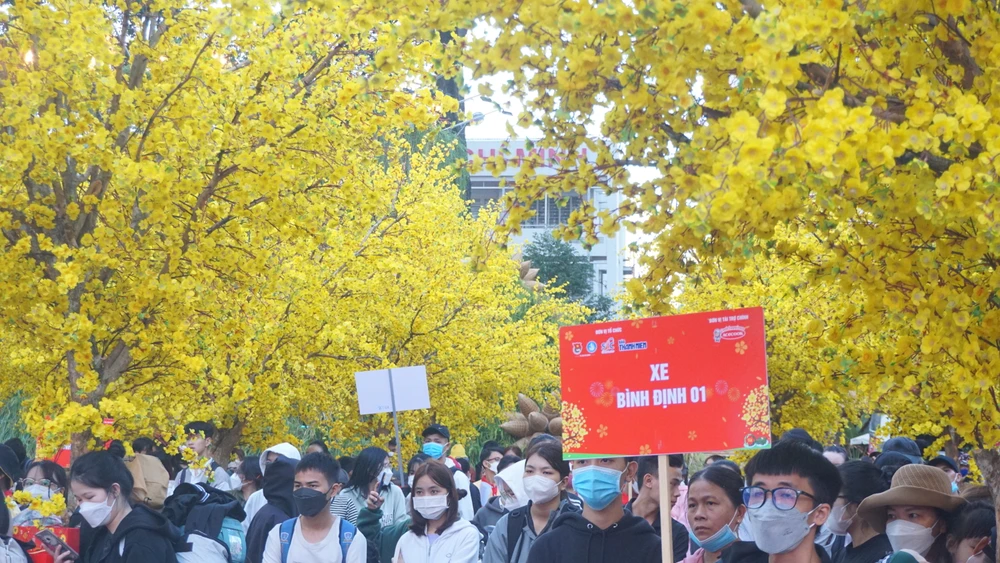 “Chuyến xe mùa xuân” đưa hàng nghìn sinh viên, người lao động về quê ăn tết.