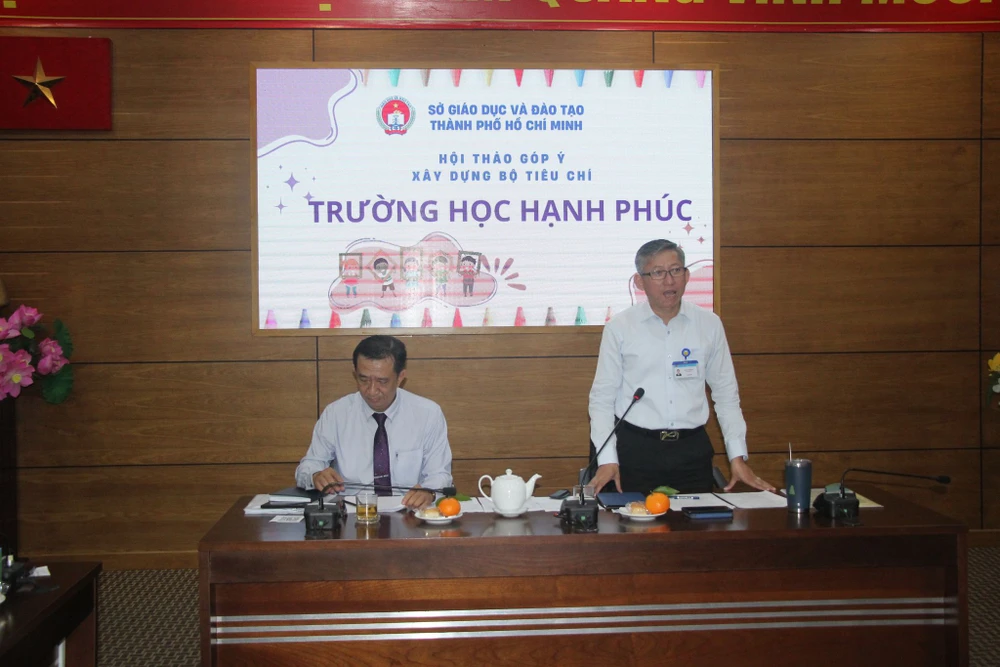 Phó Giám đốc Sở GD&amp;ĐT TP.HCM Dương Trí Dũng phát biểu tại hội nghị. Ảnh: HP