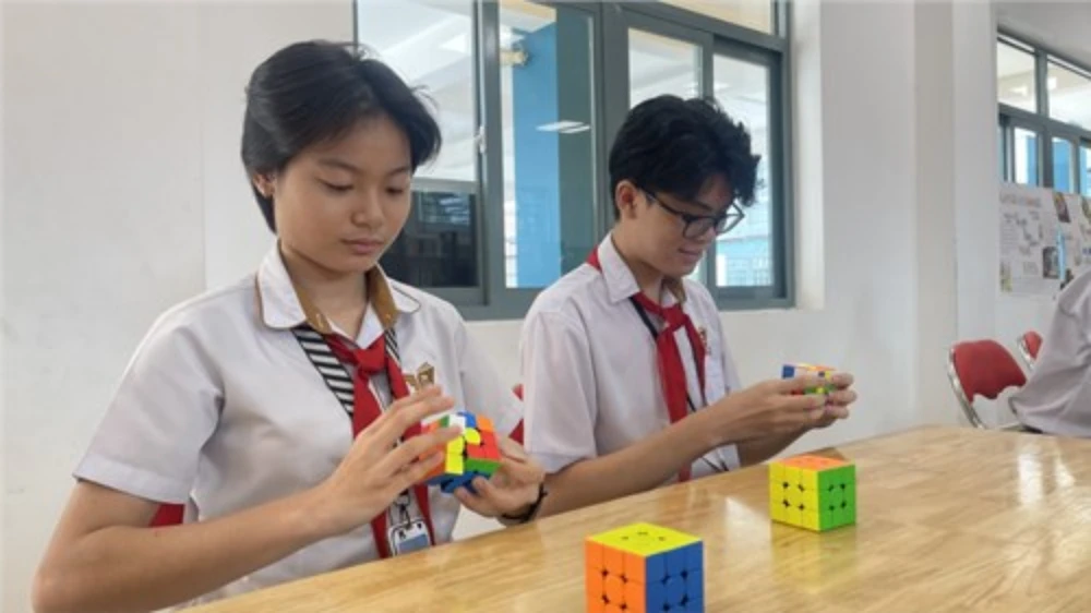 Học sinh Trường THCS Nguyễn Gia Thiều, quận Tân Bình. Ảnh: WEBSITE TRƯỜNG