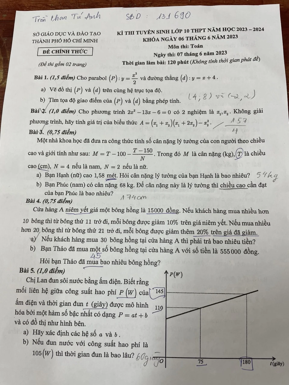 Đề thi môn Toán kỳ thi tuyển sinh vào lớp 10. Ảnh: NGUYỄN QUYÊN