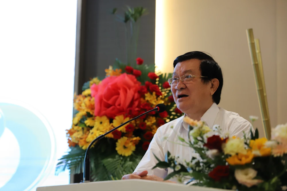 Nguyên Chủ tịch nước Trương Tấn Sang phát biểu tại chương trình. Ảnh: HT Nguyên Chủ tịch nước Trương Tấn Sang phát biểu tại chương trình. Ảnh: HT