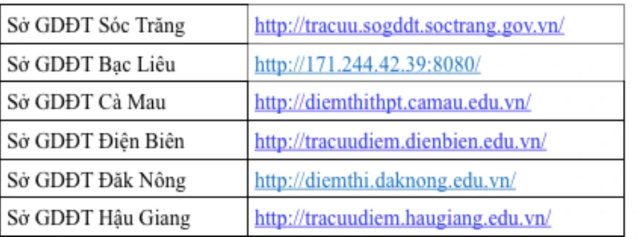 Website tra cứu điểm thi của 63 tỉnh/thành. Ảnh: CHỤP MÀN HÌNH