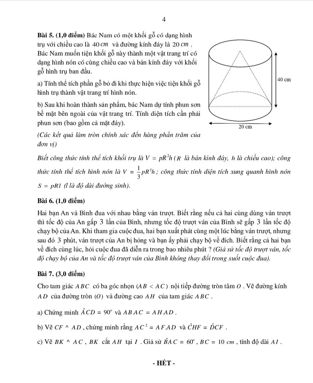 Đề thi môn Toán