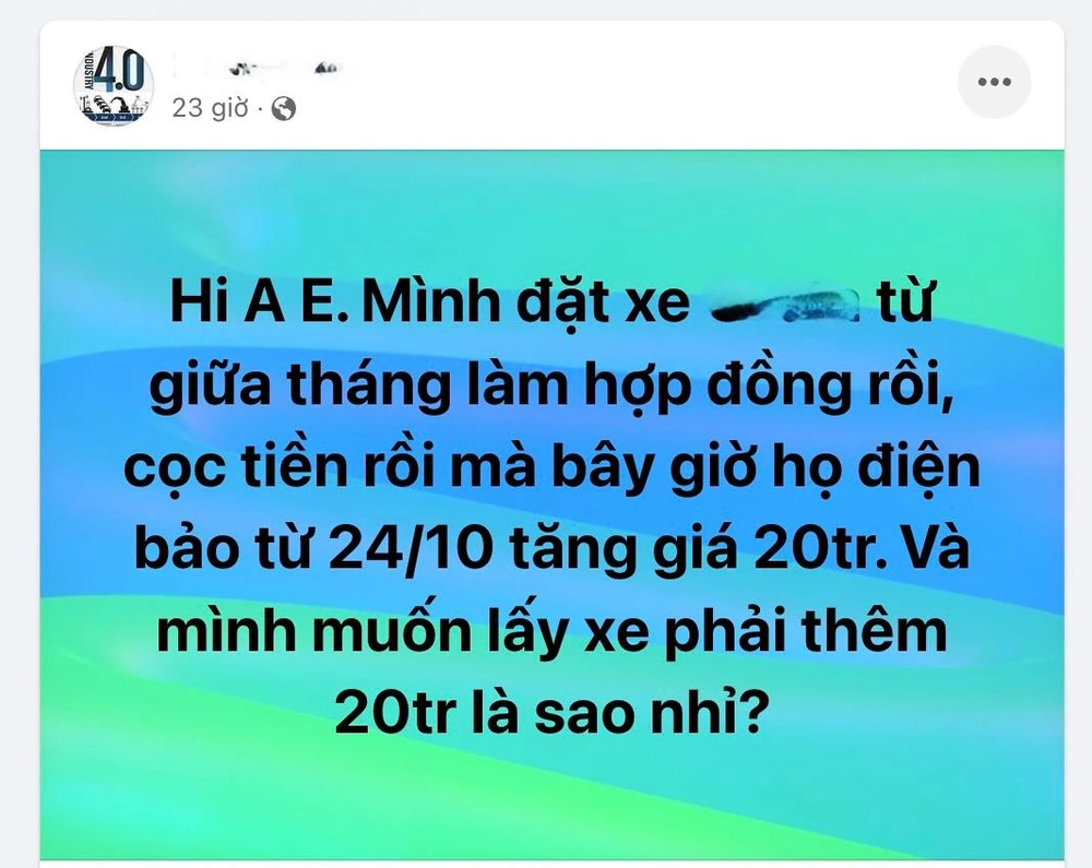 Chia sẻ của thành viên cần được tư vấn trên một hội nhóm ô tô.