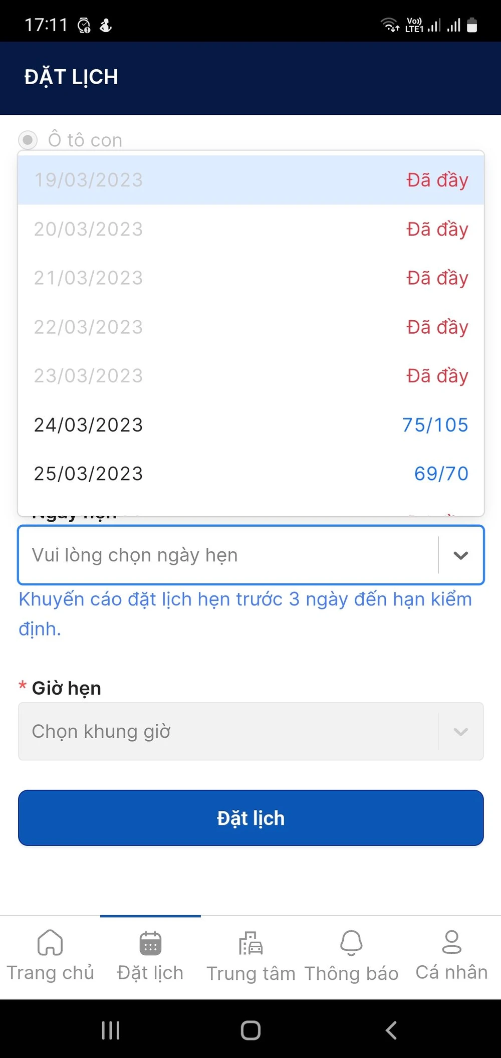TTĐK 50-01S đã thông báo đầy lịch đến ngày 23-3.