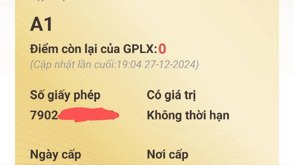 điểm giấy phép lái xe